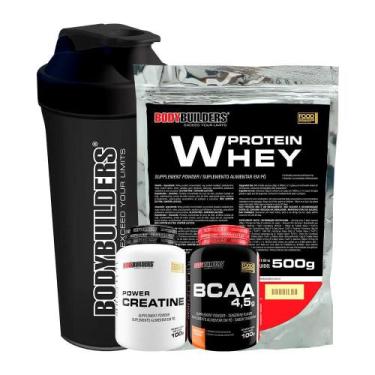 Imagem de Whey Protein 500G Baunilha + Creatina + Bcaa + Coqueteleira - Bodybuil