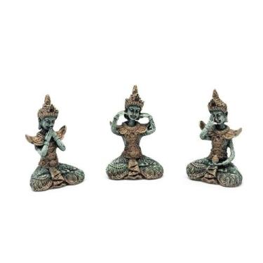 Imagem de Trio De Budas Sábios Surdo, Cego E Mudo 14 Cm Em Resina - Vicentini