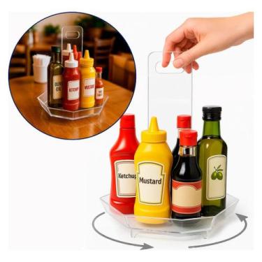 Imagem de Display Giratório Molho Azeite Mesa Restaurante Bandeja Porta Condimen