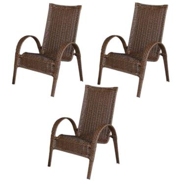 Imagem de Kit 3 Cadeiras Paris Area Externa, Jardim Junco Bronze