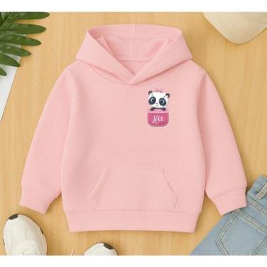 Imagem de Moletom Canguru Infantil Feminino Estampa Panda no Bolsinho Lindo Conf
