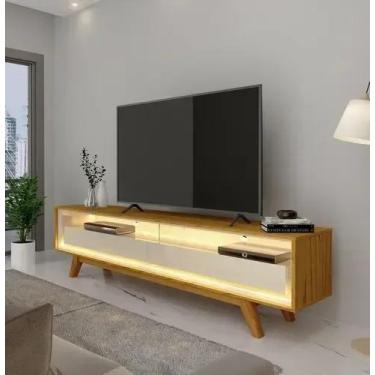 Imagem de Rack para TV até 85 Polegadas com LED e Pés Madeira Maciça 172,5cm 100