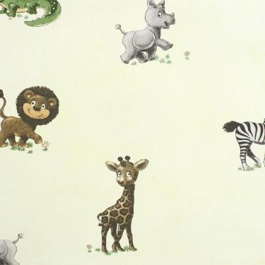 Imagem de Papel De Parede All Kids Bichinhos Fundo Verde H2912703 Rolo 10m X 0,53m