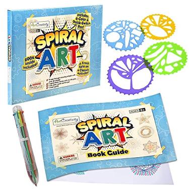 Imagem de ArtCreativity Conjunto De Desenho Em Espiral Para Crianças - Kit 7 Peças Inclui Caneta Colorida 6 1, Moldes E Bloco Desenho. Materiais Artesanato Exclusivos, Ótimo Presente Meninos Meninas.