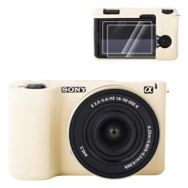 Imagem de Rieibi Capa protetora de silicone para câmera Sony ZV-E10 II com 2 peças, capa leve para câmera com sensação de aderência aprimorada para Sony ZV-E10 II