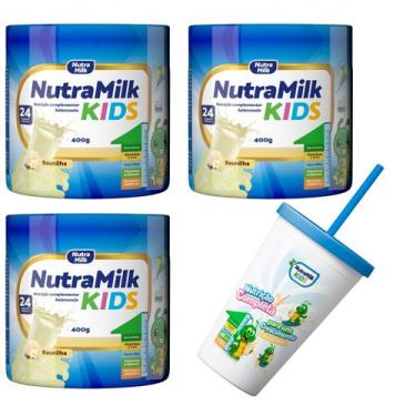 Imagem de kit 3 Suplemento Alimentar em pó infantil Nutramilk 400g + 1 Copo excl