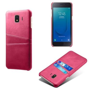Imagem de Capas Compatível com Samsung Galaxy J2 CORE,Caso de couro PU-Tampa de telefone a prova de choque com 2 slots de cartão,Proteção anti-impressão digital e anti-gota-Rose Red