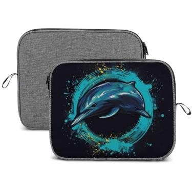 Imagem de Capa para laptop, impermeável, resistente a choques, bolsa protetora para notebook, leve, com golfinho, para viagem, compatível com laptop de 13 a 14 polegadas