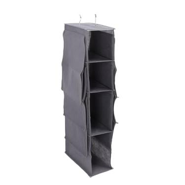 Imagem de Pssopp Organizador de Bolsa Suspensa Vertical, Bolsa de Armário Pendurada Em Várias Camadas Com Ganchos Reforçados, Tecido Respirável para Armazenamento de Sacos de Roupas (GRAY)