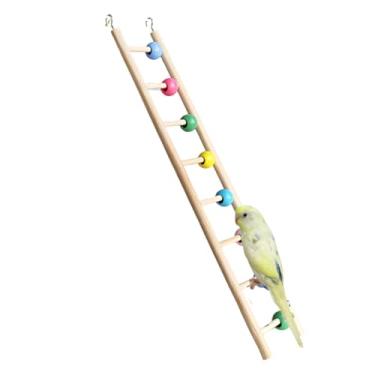 Imagem de Escada de escalada de papagaio pendurada para gaiola de pássaros, papagaio de madeira para escalar escada pendurada, brinquedo com contas coloridas móveis, brinquedo interativo de pássaros para