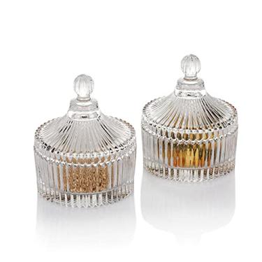 Imagem de 1500 C Tabletop Conjunto De 2 Potes Cristal Transparentes Em Formato Castelo Com Tampa, Pote Doces, Açucareiro, Recipiente Para Biscoitos, Joias Ou Maquiagem, Decoração Casamento, Porta-Velas Mesa E