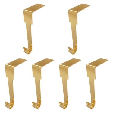 Imagem de CarpNettore 6 Peças de Suportes para Meias de Natal, Cabides Decorativos para Meias, Suporte para Meias, Ganchos de Guirlanda, Cabide de Metal Forte, Acabamento L, Ouro, Tamanho real