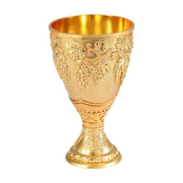 Imagem de SiaBiced Taça de vinho medieval vintage, gravura, novidade, presentes, aniversário, antigo, feito à mão, decoração multiuso, copo de vidro, Ouro