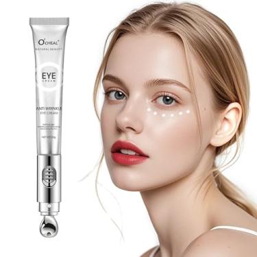 Imagem de O'CHEAL Creme para os olhos com cabeça de massagem elétrica vibratória - hidratante, ilumina, aperta, reduz olheiras e rugas, creme removedor de bolsas sob os olhos, alivia a fadiga ocular para homens