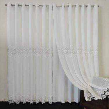 Imagem de Cortina Para Janela Longa Linho Guipir Com Forro Microfibra Alto Padrã