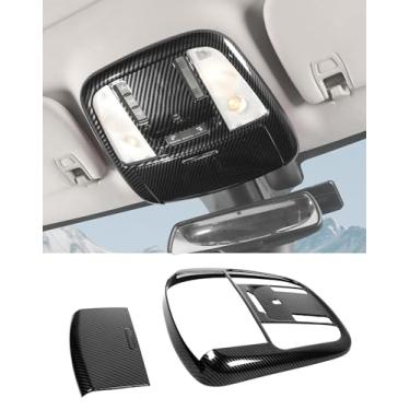 Imagem de Hoolcar Acabamento de cobertura de luz de leitura de teto de fibra de carbono para Dodge Charger/Durango/Chrysler 300 2011-2024 2025 Kits de adesivos para lâmpada de leitura de telhado Acessórios