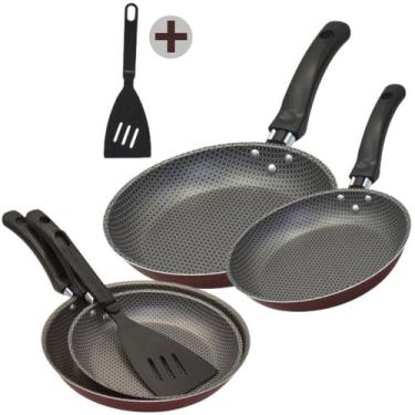 Imagem de Kit Panela 2 Frigideira Antiaderente + 1 Espátula Nylon - Alegrete