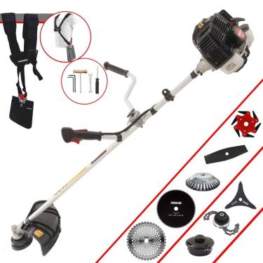Imagem de Aparador de Grama Kawashima KW52LE 52cc 2,5HP Com Carretel + Facas 2 Pontas, 3 Pontas, 6 Pontas, 40 Dentes Vídea, 80 Dentes, Trimmer e Escova de Aço