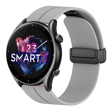 Imagem de Pulseira de Silicone magnética marca 123smart compativel com Gtr 3 A1971 Gtr 3 Pro A2040 GTR 4 A2166 Stratos 3 A1929 GTR 2 2S A1952 GTR 2 New Version GTR 47mm A1902 Gear 2 R380 R381 - Cinza-claro