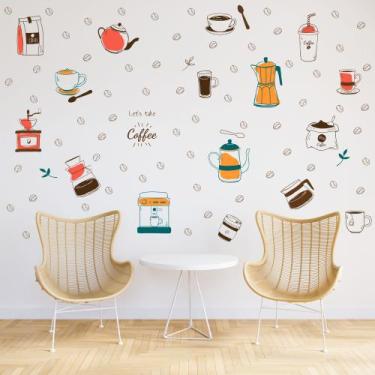 Imagem de Adesivo De Parede Cantinho Café Colorido Barista Cafeteria Decoração M