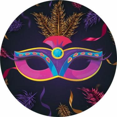 Imagem de Painel De Tecido Sublimado Redondo Carnaval Baile De Máscaras C/Elásti