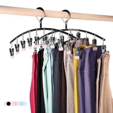 Imagem de MATIMASU Organizador de legging para armário, 2 unidades com 20 clipes, cabides de metal para calças de ioga, cabides à prova de vento para meias, sutiãs, roupas de bebê, roupas íntimas para