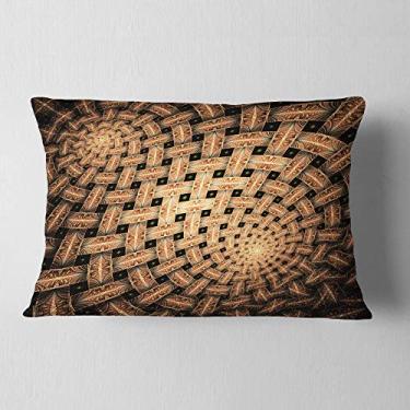 Imagem de Designart simétrico marrom flor fractal abstrata sala de estar, sofá, enchimento de almofada + capa de almofada impressa em ambos os lados 30,5 x 50,8 cm