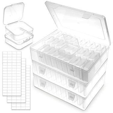 Imagem de Caixa organizadora de contas com tampa articulada premium, pequenas, médias e transparentes, recipientes de armazenamento de contas transparentes, mini caixa de contas de plástico para fazer joias