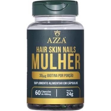 Imagem de Azza, Hair Skin Nails Mulher, Biotina 30mg, Suplemento alimentar, 60 cápsulas rígidas • 60 doses, Verde