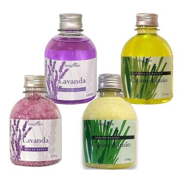 Imagem de Kit 2 Espumas Banheira + 2 Sais Banho Espumante Hidro Relax