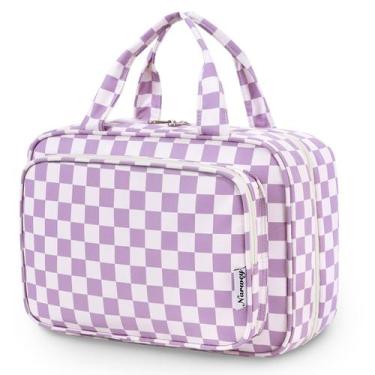 Imagem de Bolsa de higiene pessoal de viagem Narwey para mulheres com roxa de gr