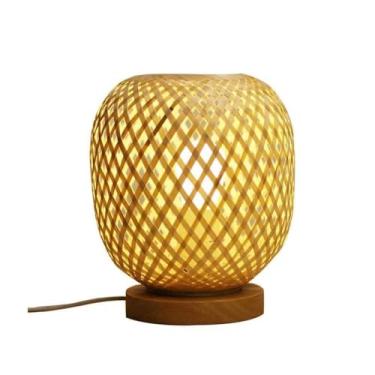 Imagem de Abajur de cabeceira Luminárias de mesa cabeceira vime bambu e gabião amostra Ambiente sala decorativas