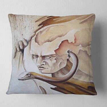 Imagem de Designart Voice Inside Manta abstrata para sala de estar, sofá, almofada de alta qualidade + capa de almofada impressa em ambos os lados 40,64 cm x 40,64 cm