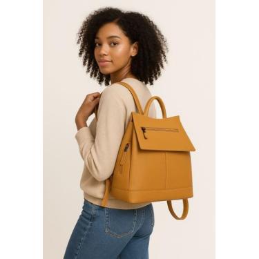 Imagem de Mochila Feminina de Couro Anti Furto Grd Zup Milano - Zup Bags, Carame