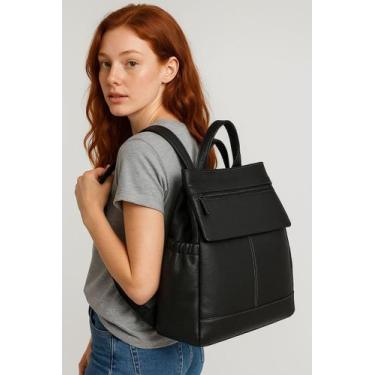 Imagem de Mochila Feminina de Couro Anti Furto Grd Zup Milano - Zup Bags, Preto