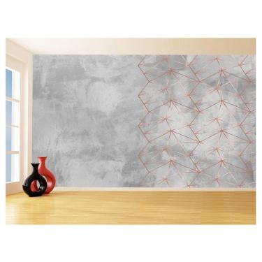 Imagem de Papel De Parede 3D Concreto Linhas Dourado Rose 3,5M Kkt260