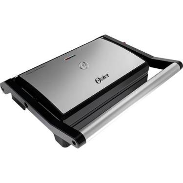Imagem de Sanduicheira Mini Grill Elétrico Oster Inox 2 em 1 com Chapas Ondulada