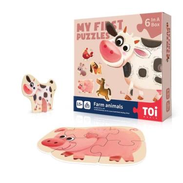 Imagem de Quebra-cabeças Toi Toddler, 6 pacotes, animais de fazenda, crianças, m