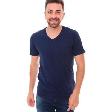 Imagem de Camiseta Replay Masculina R Basic V-Neck Azul Noturno-Masculino