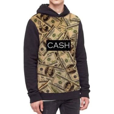 Imagem de Moletom Com Capuz Pena Cash Dolar Dinheiro Ref:316 - smoke, Preto, M