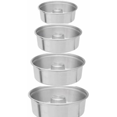 Imagem de Kit 4 Forma Assadeira Pudim Redonda Com Tubo 18-20-22-24