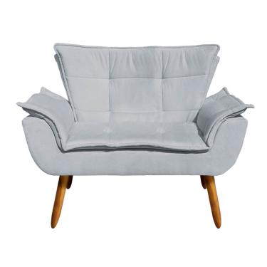 Imagem de Sofá 2 Lugares Namoradeira Pé Palito Castanho Opala Suede Cinza D03 - D'Rossi