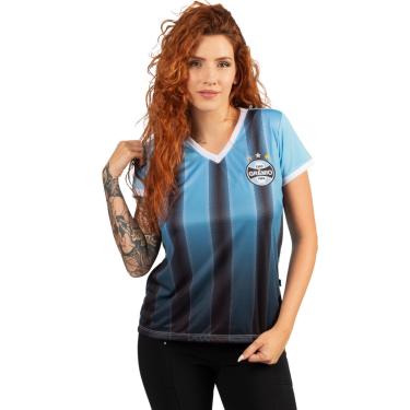 Imagem de Camiseta Baby Look Grêmio Oficial  Gola V Esportiva Feminina
