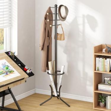Imagem de Cabideiro de Chão, Cabideiro de Entrada, Organizador para Roupas Casaco Bolsa, para Pendurar Roupas, Chapéus, Bolsas E Guarda-Chuvas, Preto
