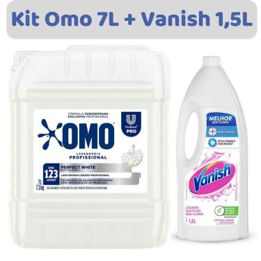 Imagem de Kit Sabão Omo Profissional Perfect White 7 Lt + Vanish Roupas Brancas 1,5Lt