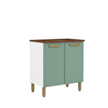 Imagem de Balcão de Aço para Cooktop 2 Portas Bella Bertolini, Verde/Branco