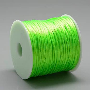 Imagem de Fio de nylon acetinado de 1 mm para fabricação de joias, acabamento de contas brilhantes e sedosas, tranças, aparar, enrolar, artesanato, pulseiras de macramê Kumihimo, verde gramado