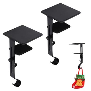 Imagem de 4pçs Suportes Meias de Natal para Lareira, Cabides Guirlandas e Suportes Meias Natal Ganchos de Metal para Decoração Festas Casa (Preto)