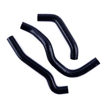 Imagem de XAJINGSU Kit de mangueira de refrigeração de radiador de silicone compatível com Kawasaki KLR650 1987-2007 3 peças 11 cores (preto brilhante)