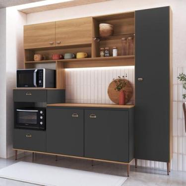 Imagem de Cozinha Compacta 227cm com Tampo Espaço Forno e Microondas Paneleiro 6